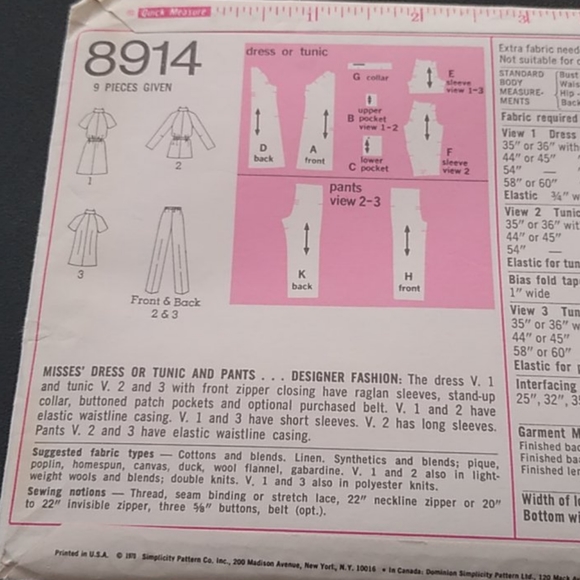 Simplicity 8914 and 9514 uncut - Picture 6 of 6